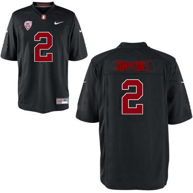 Men Stanford Cardinal #2 Brandon Simmons College Football Jerseys Sale-Black - Click Image to Close